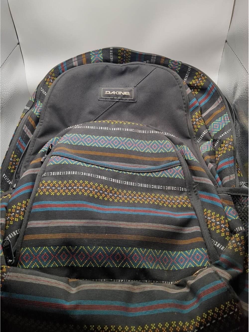 Dakine Backpack Gray Stripes Geometric Boho School Bag